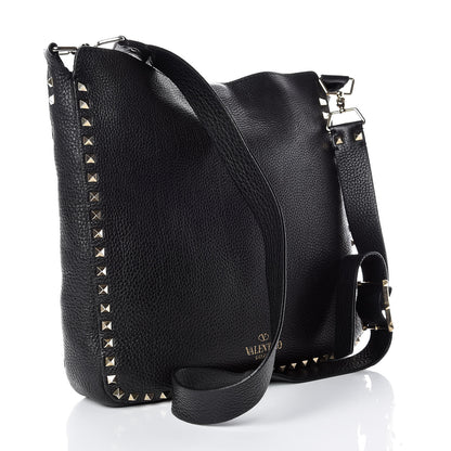 Valentino Garavani Pebbled Calfskin Large Rockstud Flip-Lock Messenger Bag Black 3 of 15