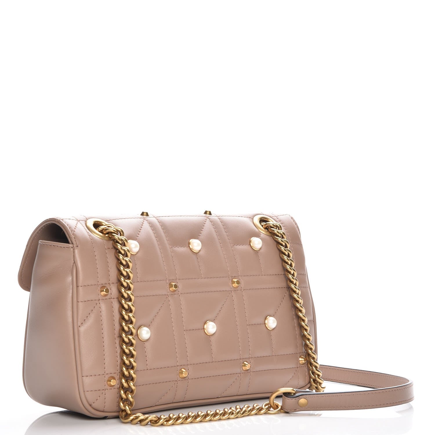 Gucci Calfskin Matelasse Studded Mini Pearly GG Marmont Shoulder Bag Porcelain Rose 3 of 7