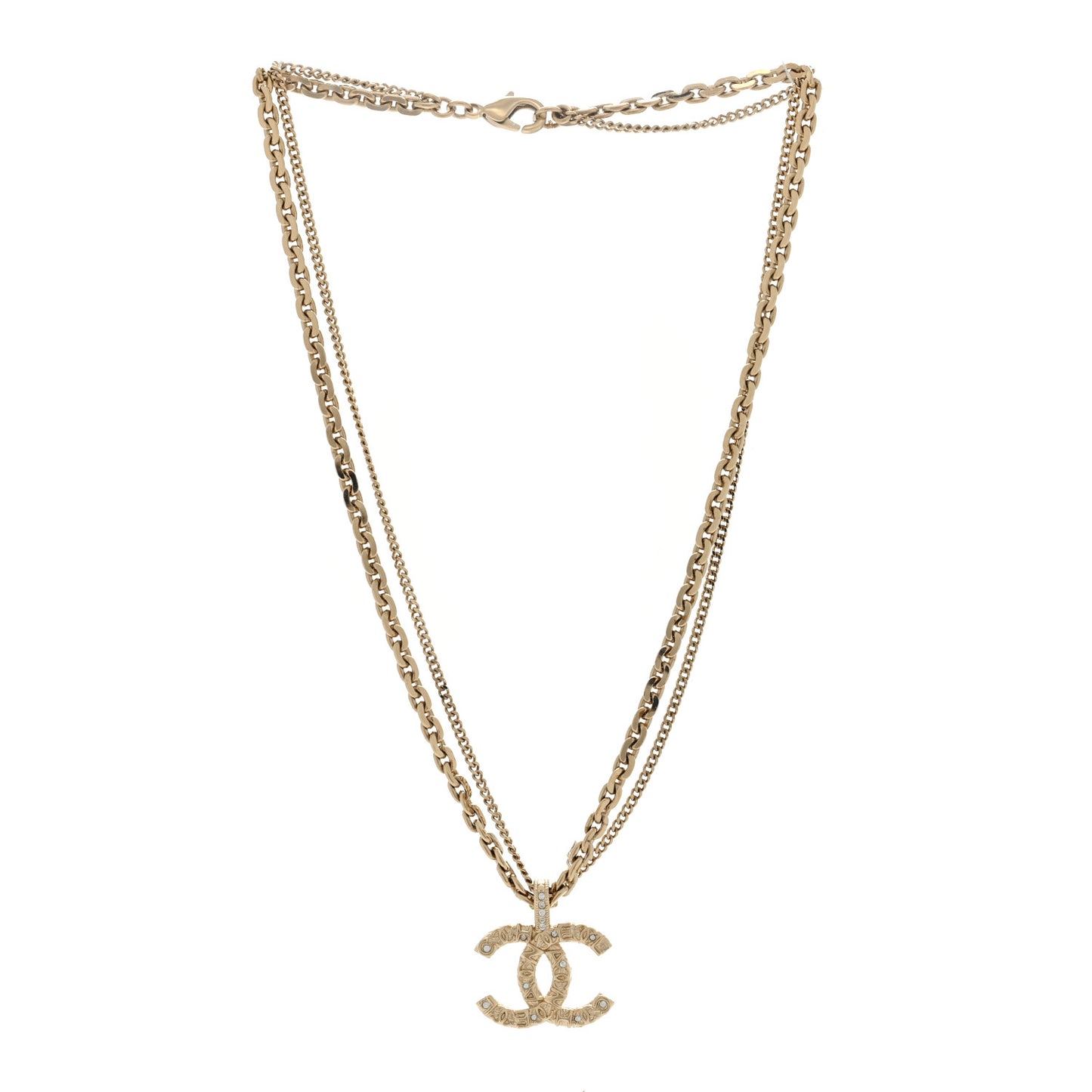 Crystal CC Multi Strand Chain Necklace Gold