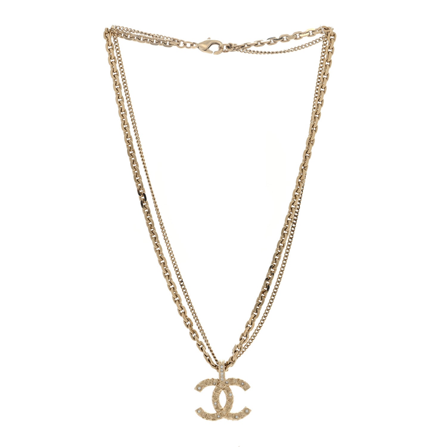 Chanel Crystal CC Multi Strand Chain Necklace Gold 3 of 5