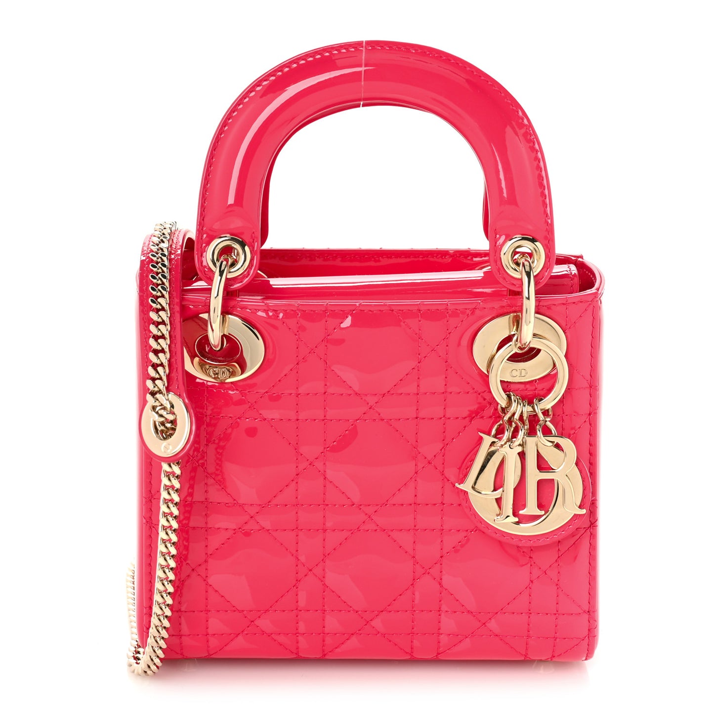 Patent Cannage Mini Lady Dior Pink
