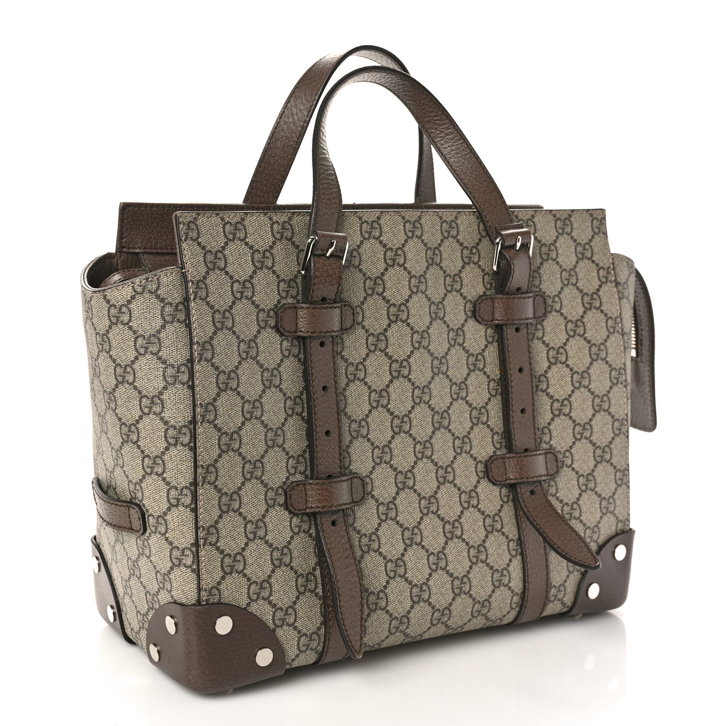 GG Supreme Monogram Textured Dollar Calfskin Small Detail Tote Beige Ebony New Acero