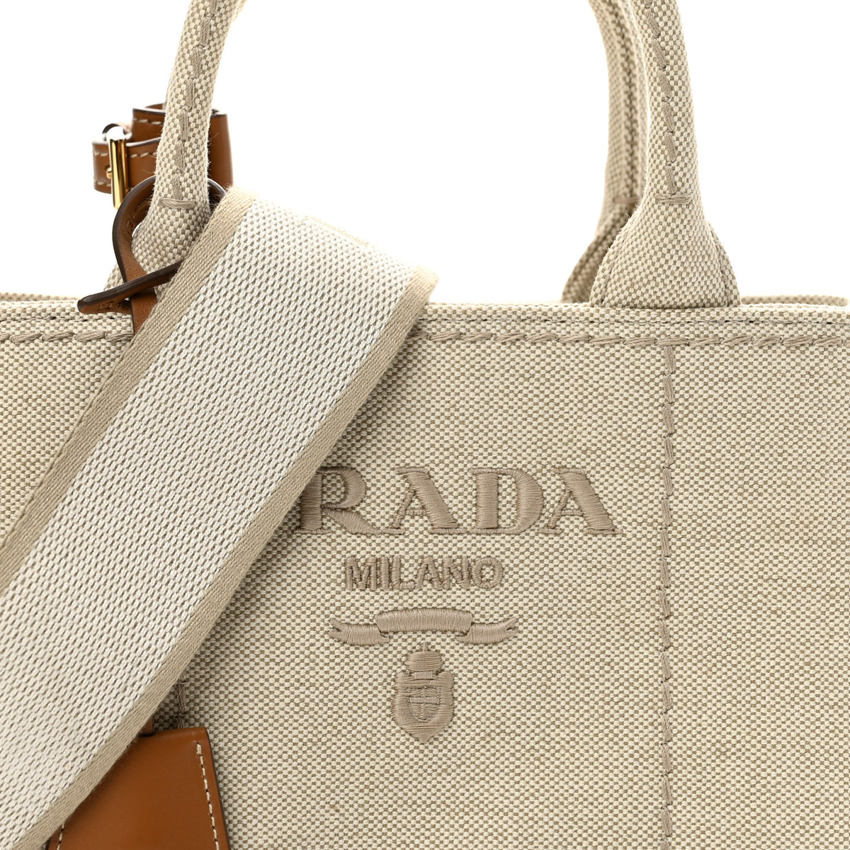 Canvas Mistolino Ricamo Small Logo Tote Naturale