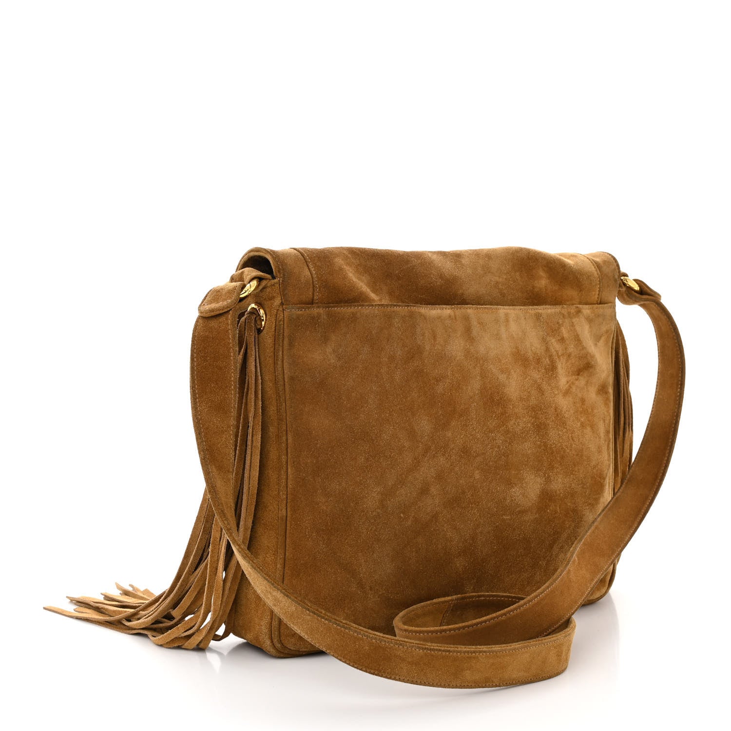 Chanel Suede CC Fringe Messenger Flap Bag Brown 3 of 11
