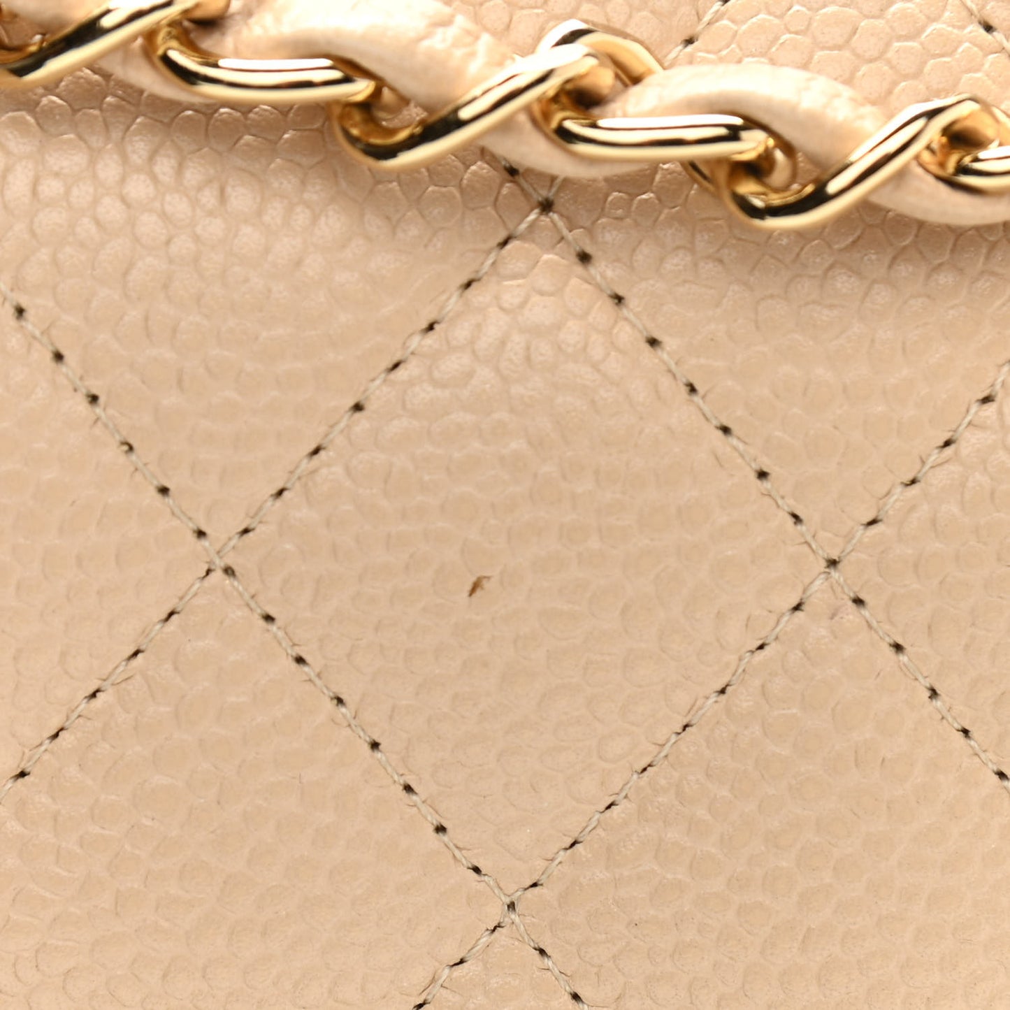 Caviar Quilted Medium Double Flap Beige