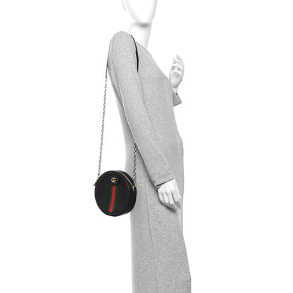 Gucci Grained Calfskin Web Mini Ophidia Round Shoulder Bag Black 2 of 12