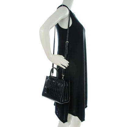 Saint Laurent Calfskin Crocodile Embossed Nano Sac De Jour Black 2 of 7