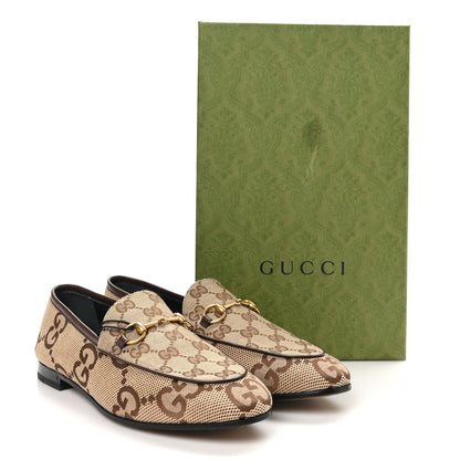 Gucci Monogram Jumbo GG Malaga Kid Horsebit Womens Jordaan Loafers 39.5 Camel Ebony New Acero Beige 10 of 10