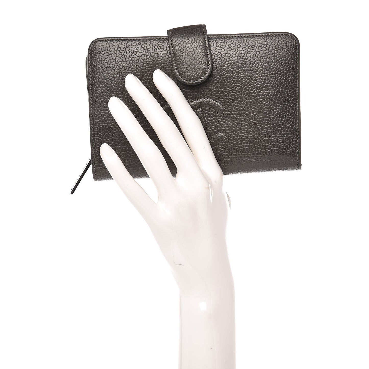 Caviar Timeless CC Zipped Pocket Wallet Grey