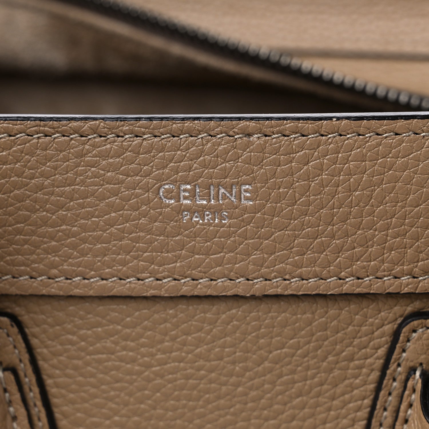 Celine Drummed Calfskin Nano Luggage Dune 7 of 10