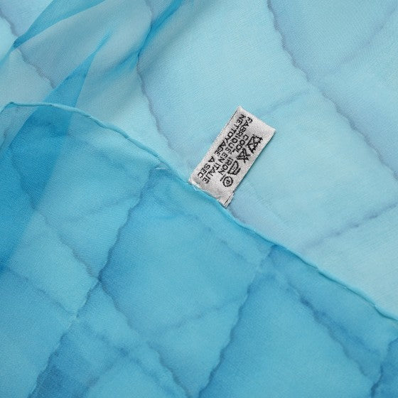 Silk Square Stitch Print Scarf Blue
