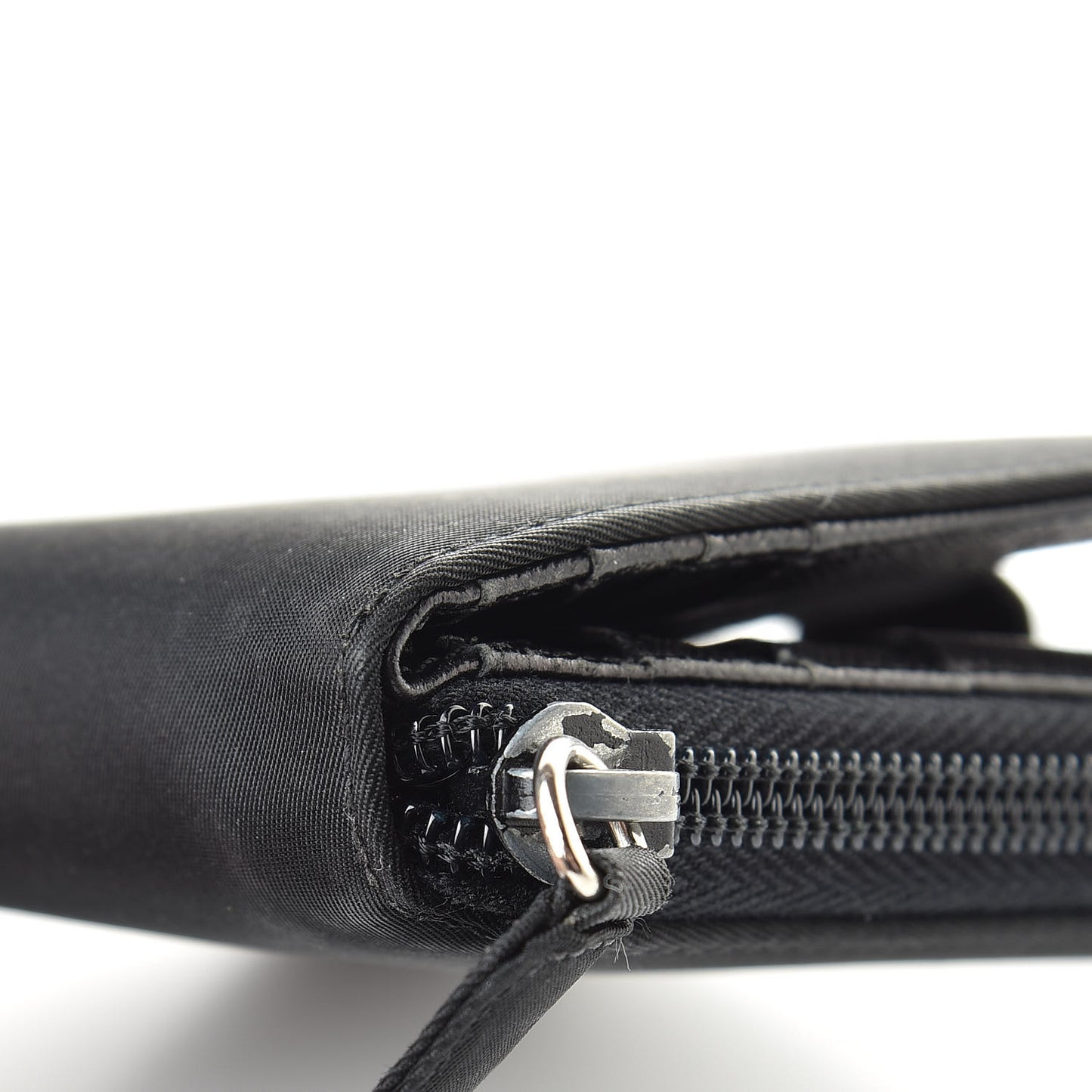Tessuto Nylon Compact Zip Around Wallet Black