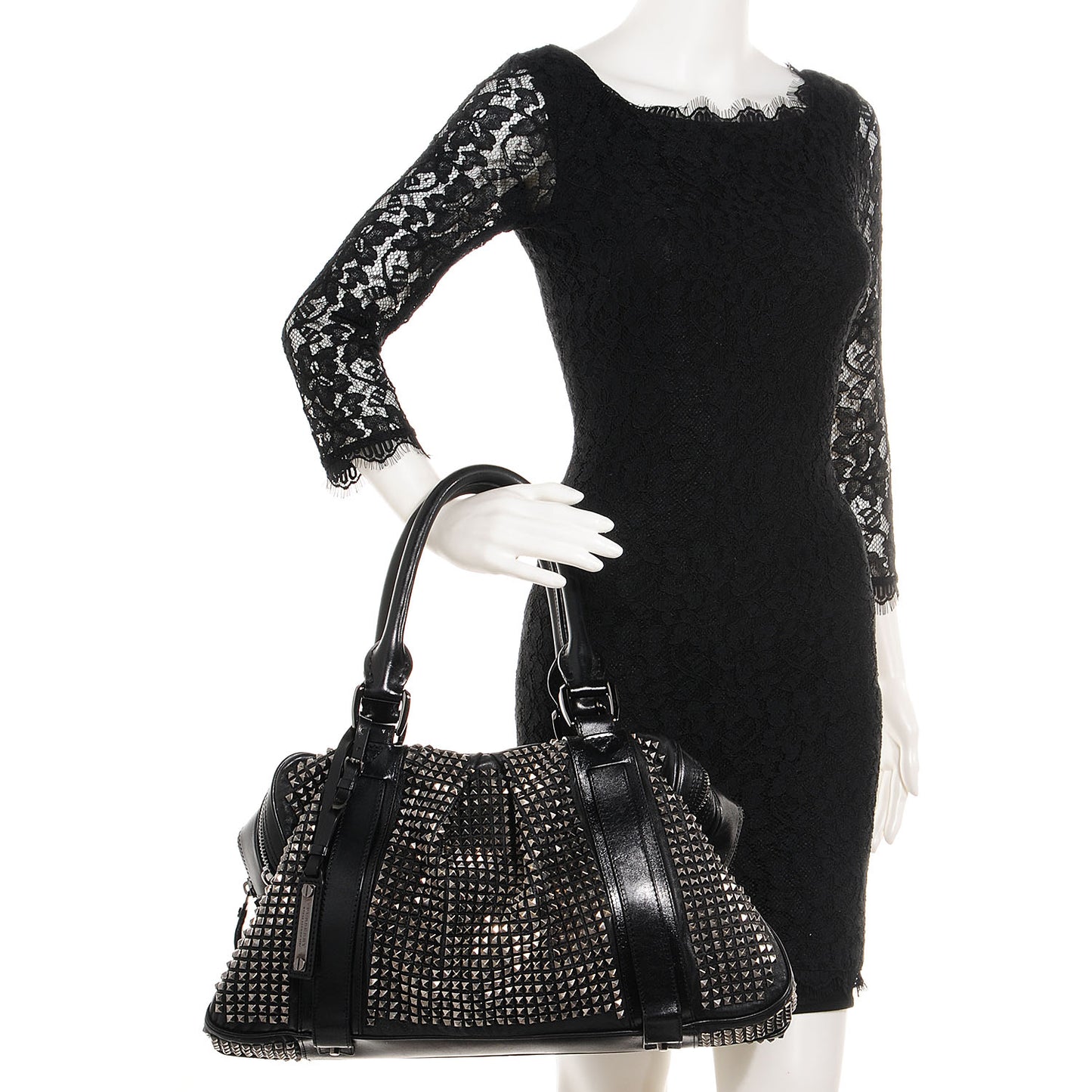Prorsum Calfskin Studded Knight Satchel Black