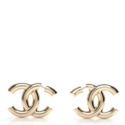 Chanel Metal Large CC Earrings Light Gold 1 of 10