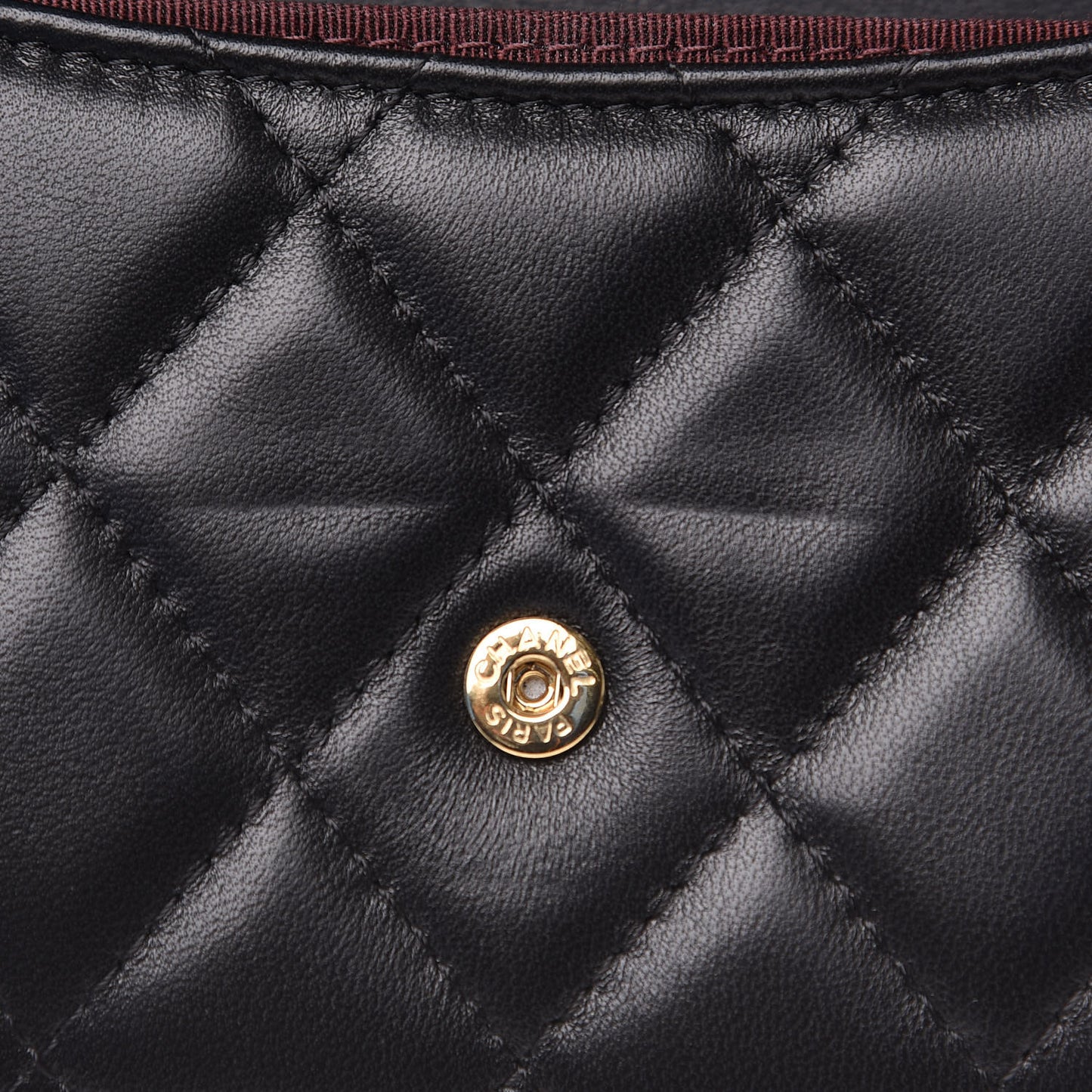 Lambskin Quilted Flap Card Holder Wallet Black