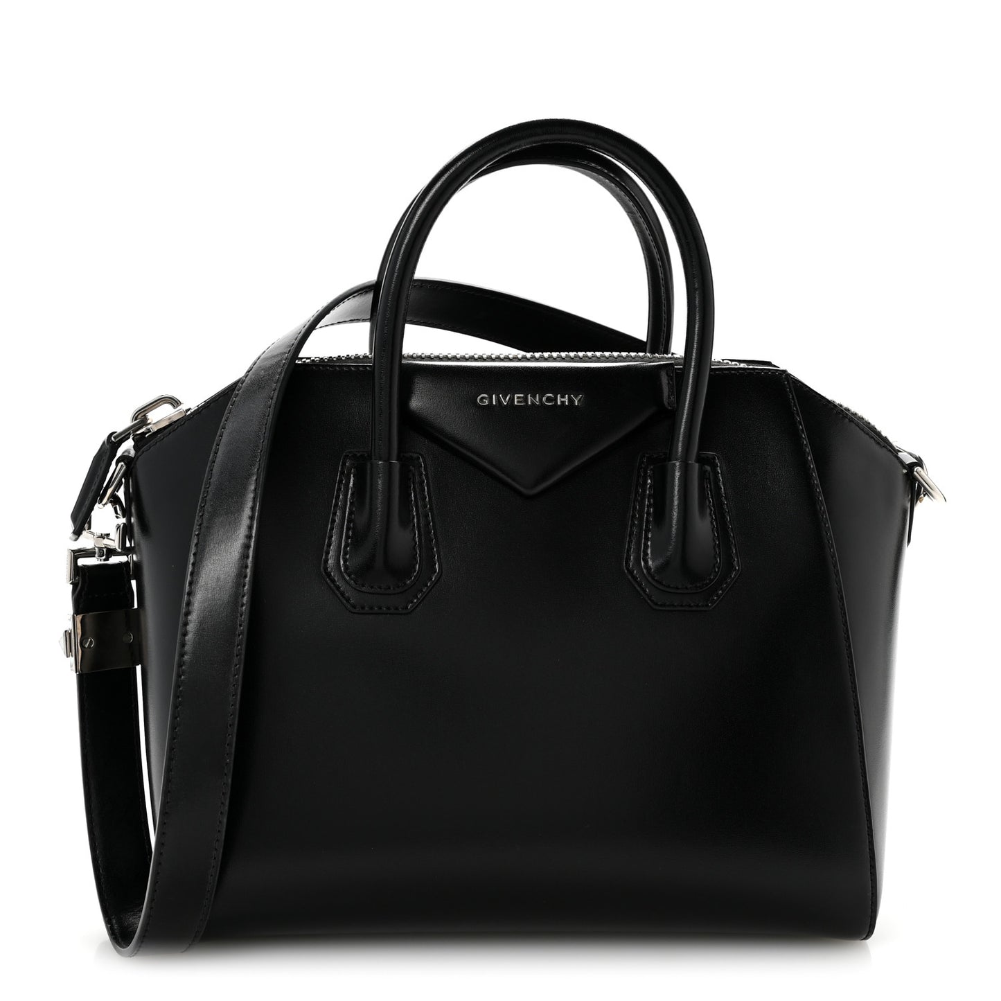Shiny Lord Calfskin Small Antigona Black