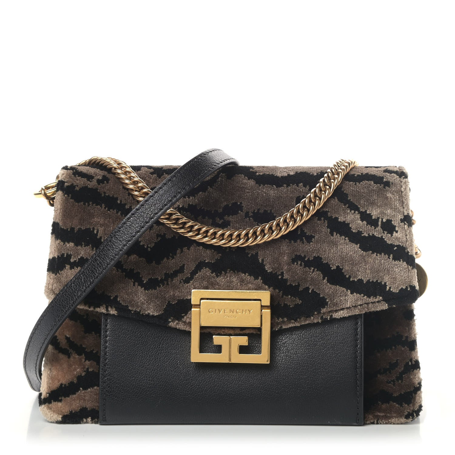 Givenchy Velvet Leopard Print Small GV3 Shoulder Bag Black 1 of 9