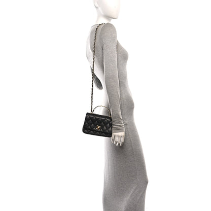 Chanel Caviar Quilted Metal Top Handle Mini Flap Black 2 of 11