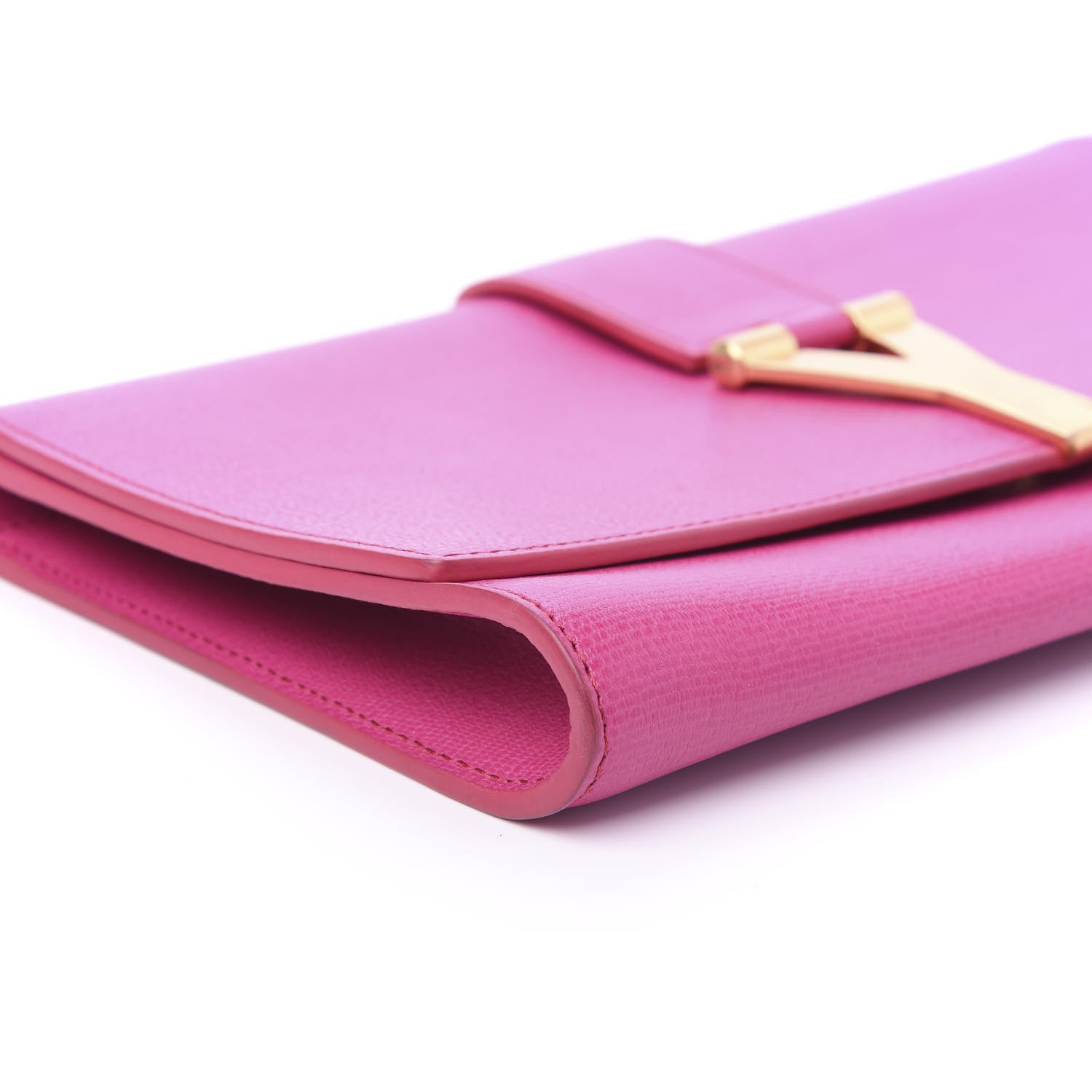 Saint Laurent Textured Calfskin Y Ligne Clutch Fuchsia 6 of 10