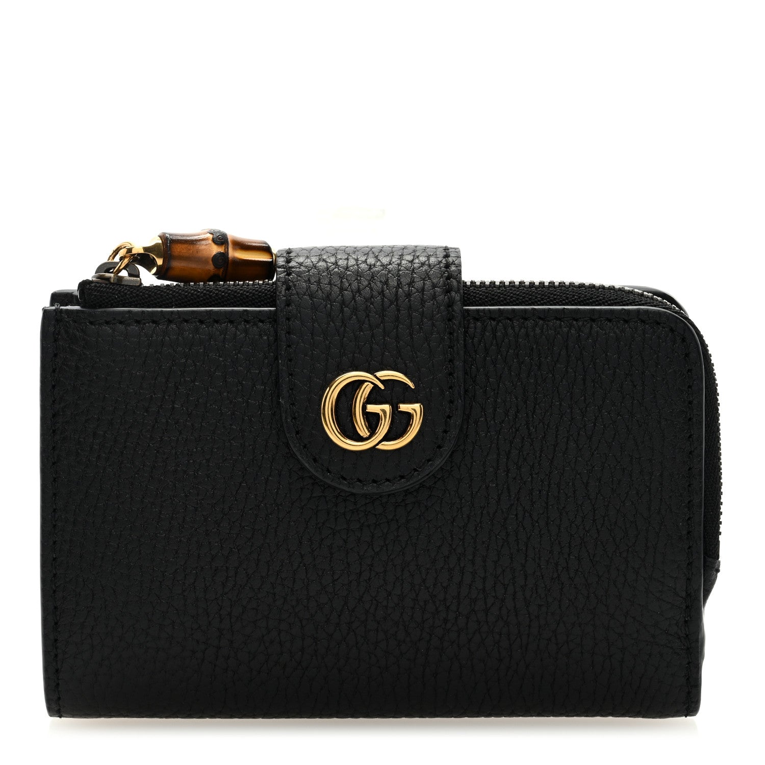 Gucci Piuma Calfskin Medium Bamboo Double G Wallet Black 1 of 6