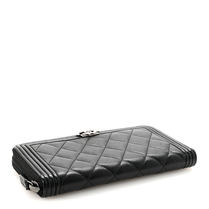 Chanel Lambskin Quilted Boy Zip Around Wallet Black 4 of 9