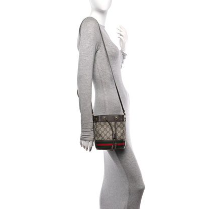 Gucci GG Supreme Monogram Web Mini Ophidia Bucket Bag Brown 2 of 10