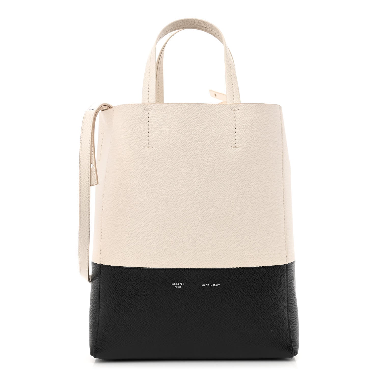 Celine Grained Calfskin Small Vertical Bi-Cabas Cream Black 1 of 10