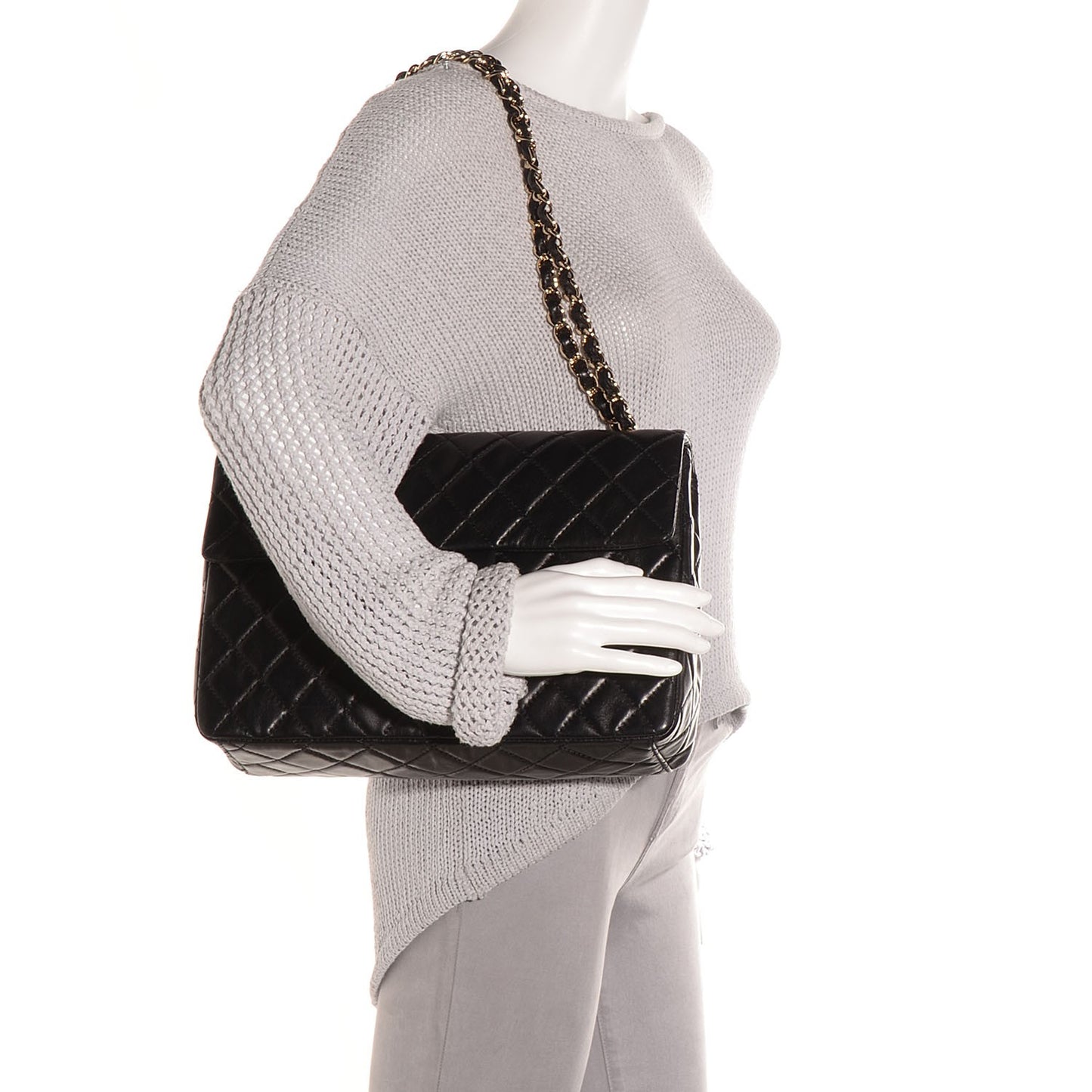 Lambskin Quilted Maxi Single Flap Black