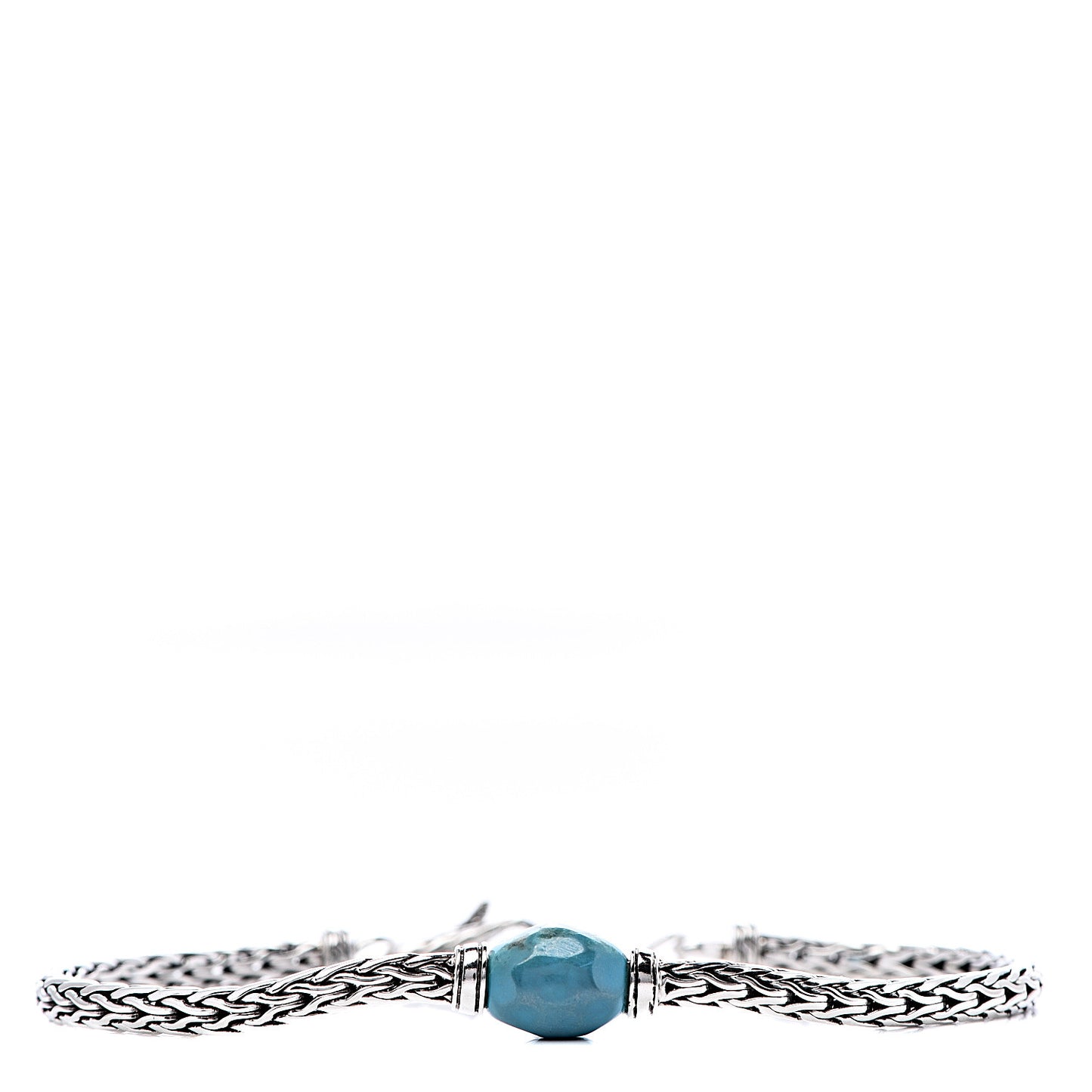 Sterling Silver Turquoise Diamond Slim Classic Chain Bracelet