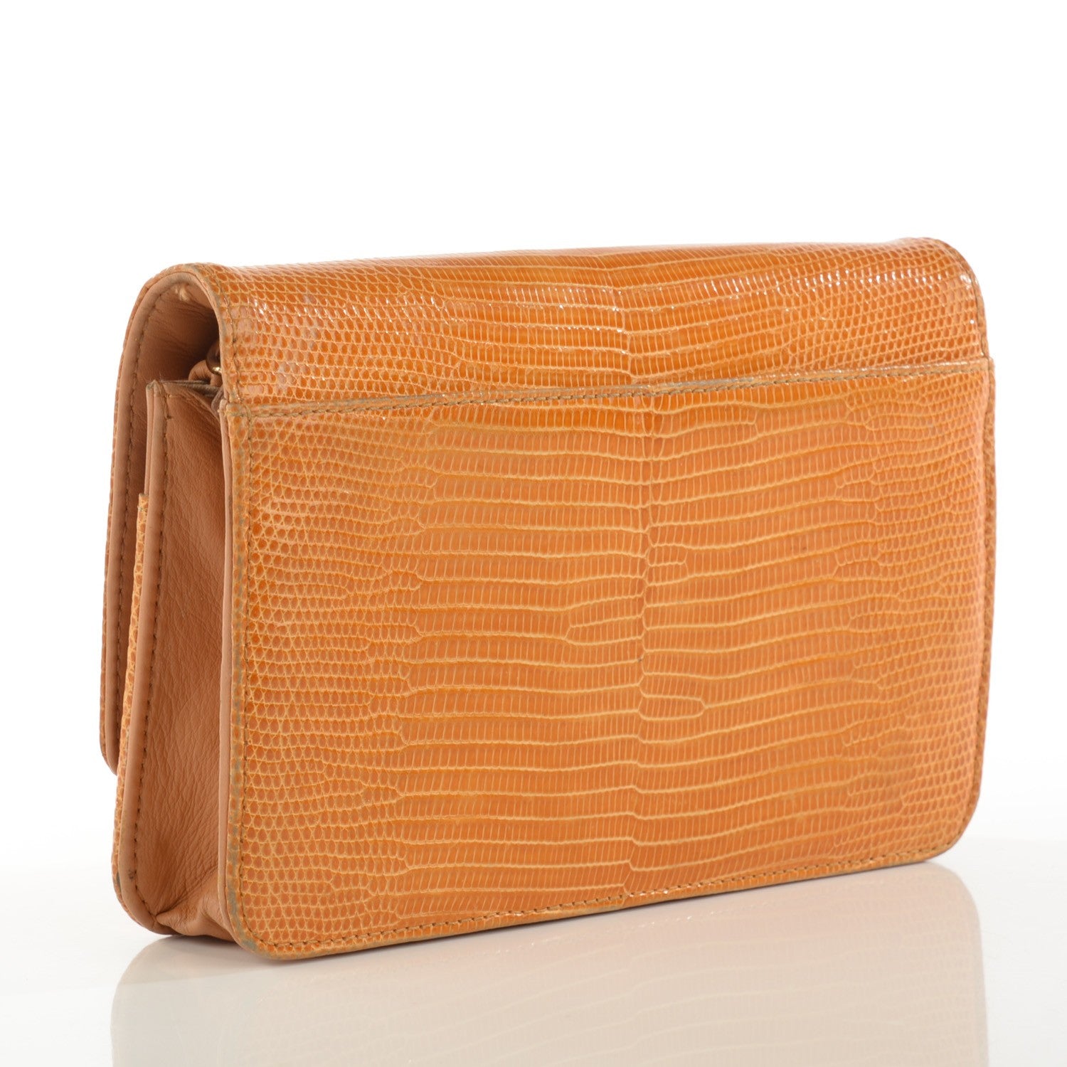 Chanel Lizard Golden Class Wallet on Chain WOC Orange 3 of 7