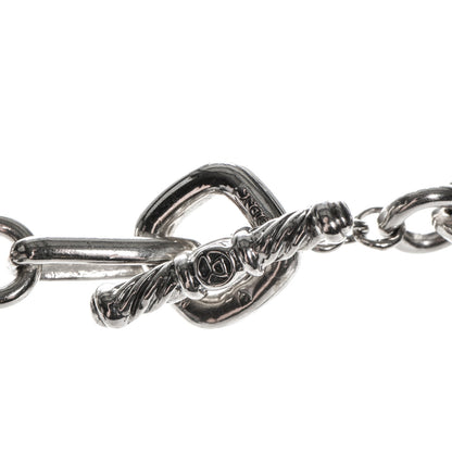 David Yurman Sterling Silver 18K Yellow Gold Black Onyx Pearl Figaro Chain Necklace 5 of 6