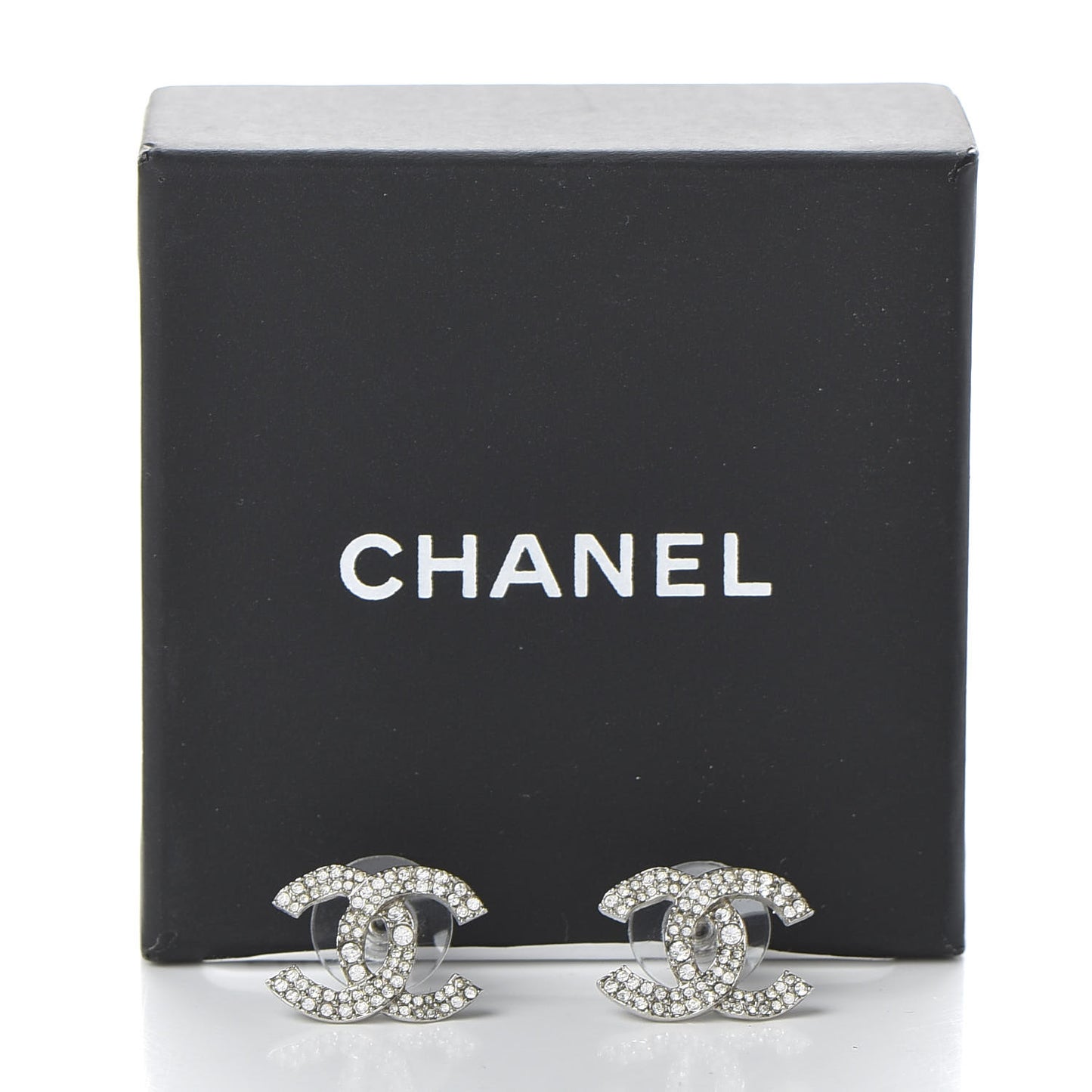 Crystal Large CC Earrings Silver