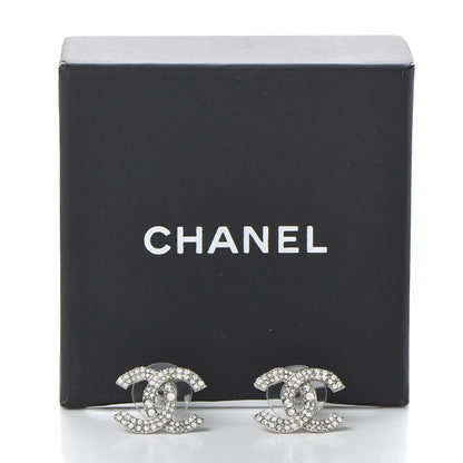 Chanel Crystal Large CC Earrings Silver 5 of 5