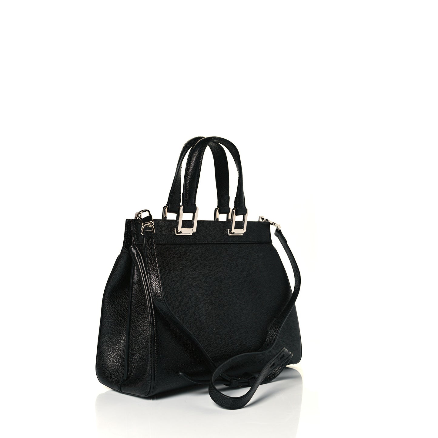 Grainy Calfskin Small Zumi Top Handle Bag Black