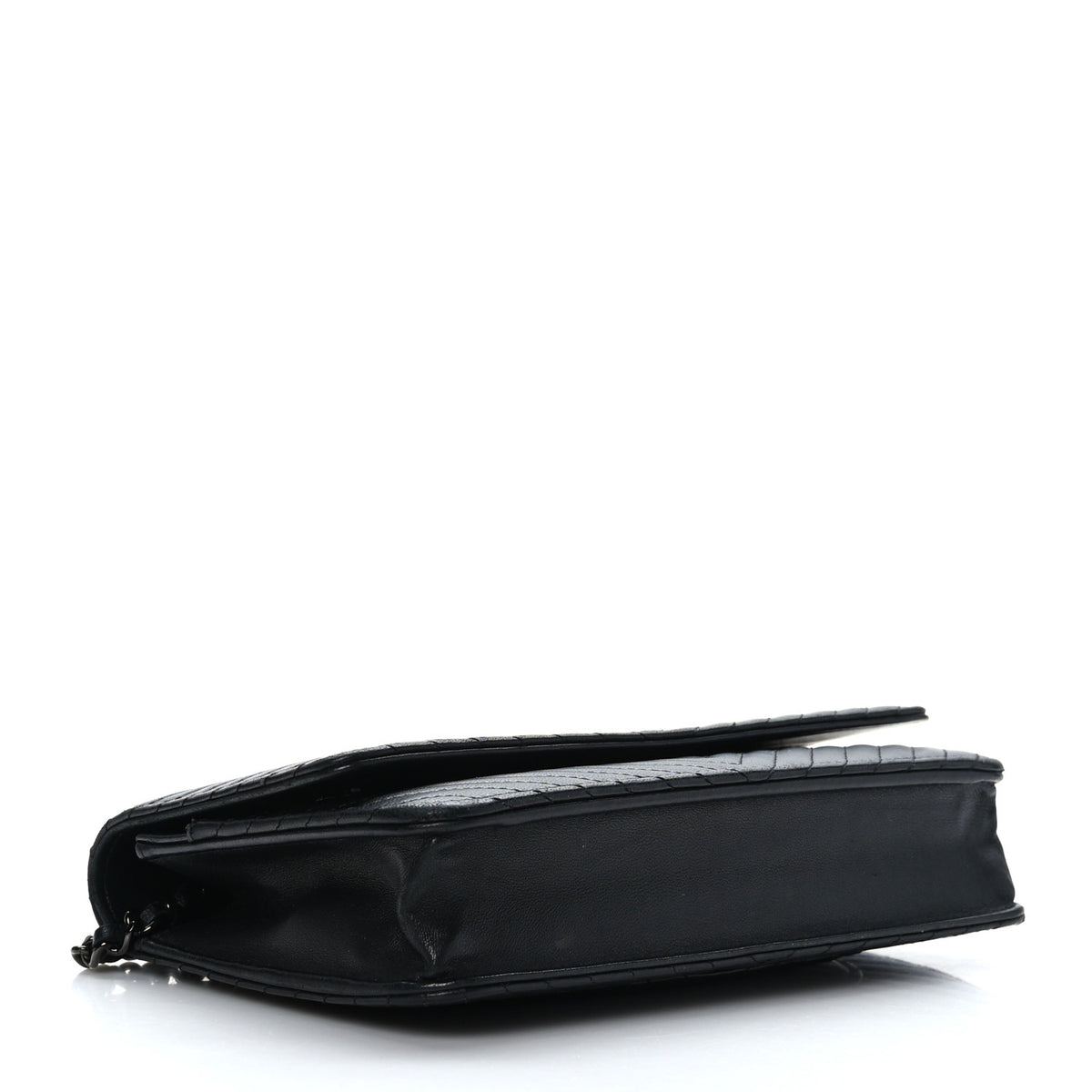 Chanel Lambskin Chevron Quilted Wallet On Chain WOC So Black 4 of 10