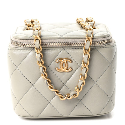 Chanel Lambskin Quilted Pearl Crush Mini Vanity Case With Chain Grey 8 of 10