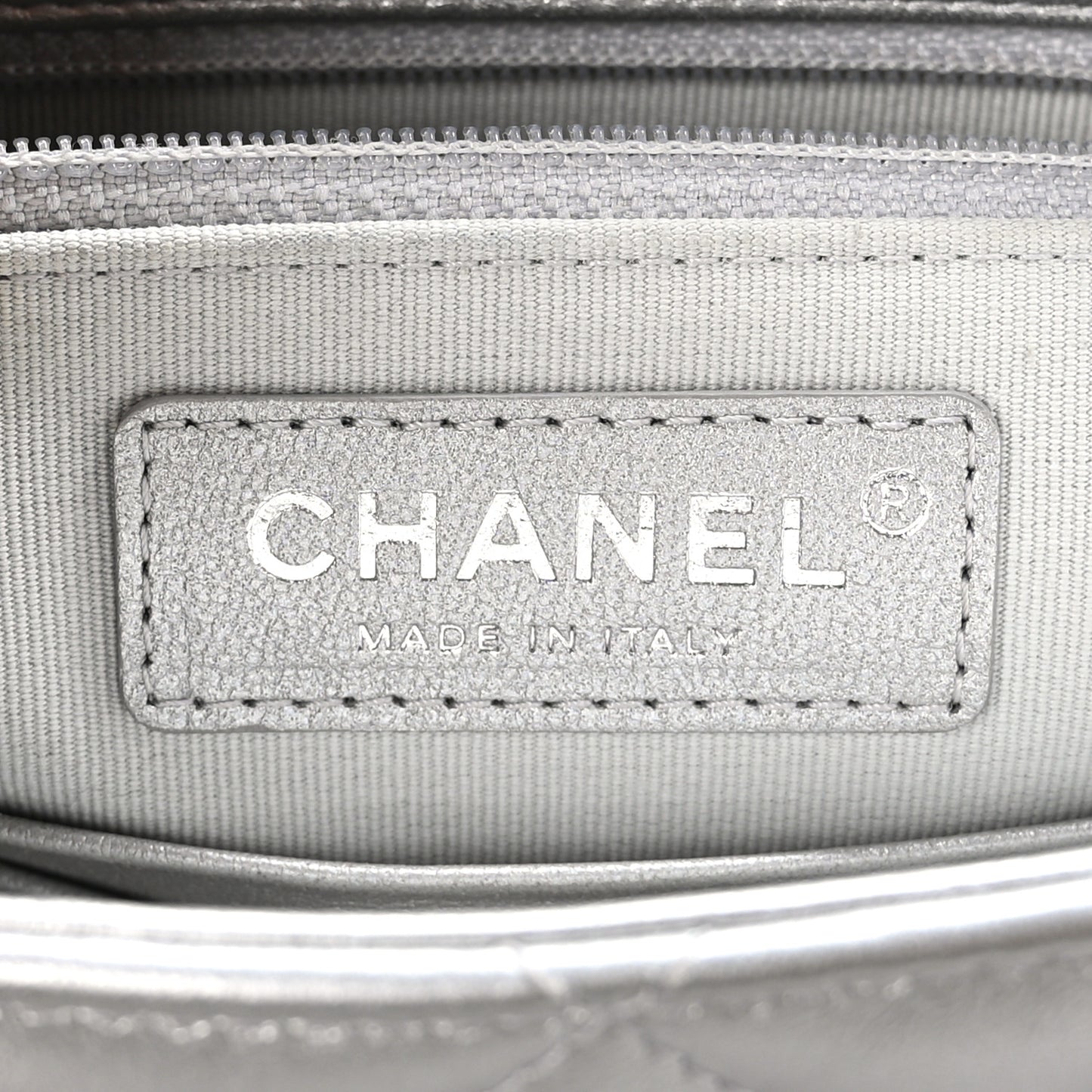 Metallic Lambskin Quilted Mini Maxi CC Flap Argent