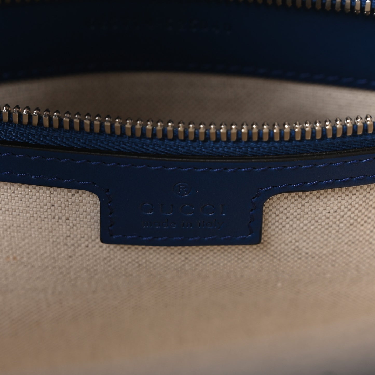 Calfskin GG Tennis Embossed Tote Bag Intense Metal Blue