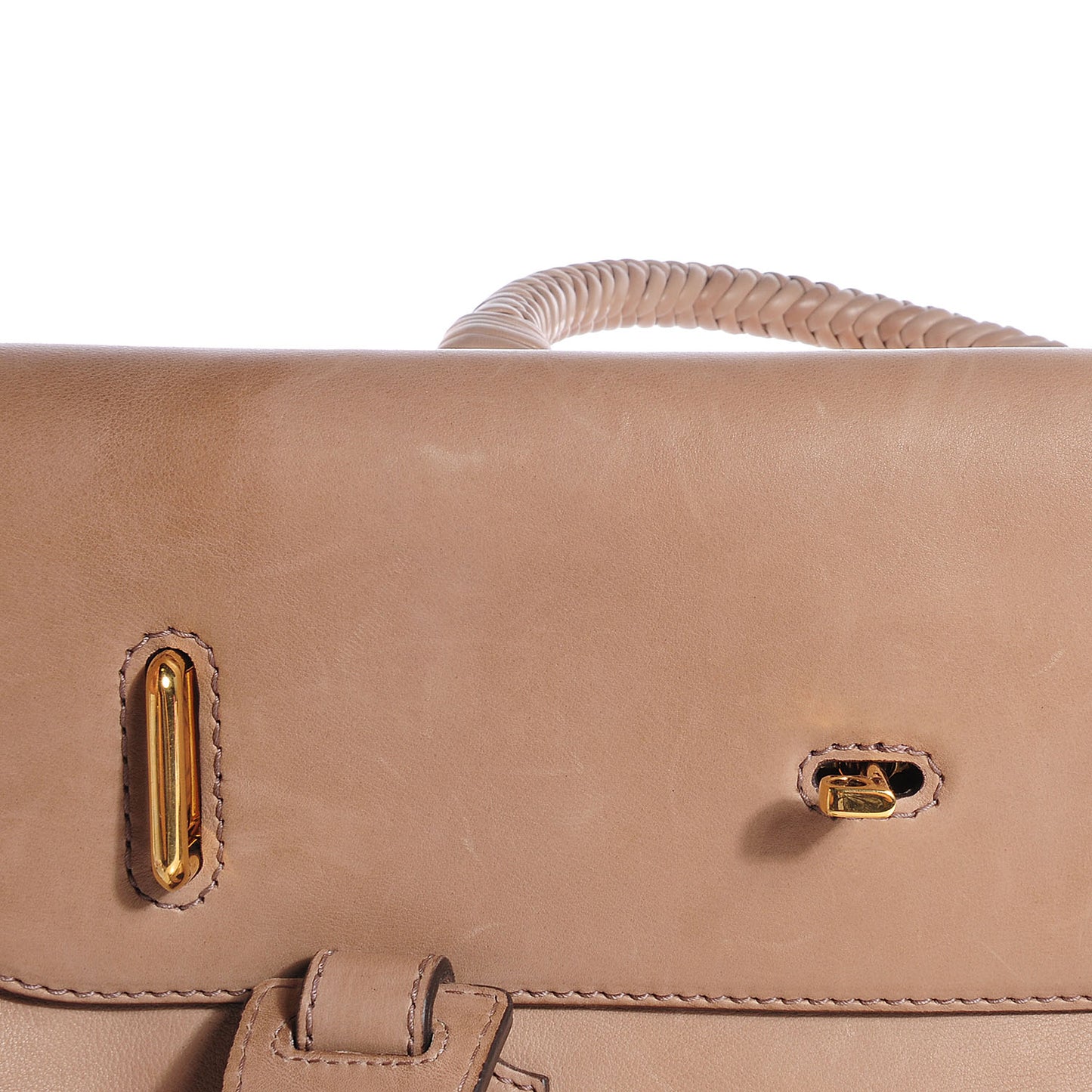 Leather Handmade Large Top Handle Bag Taupe