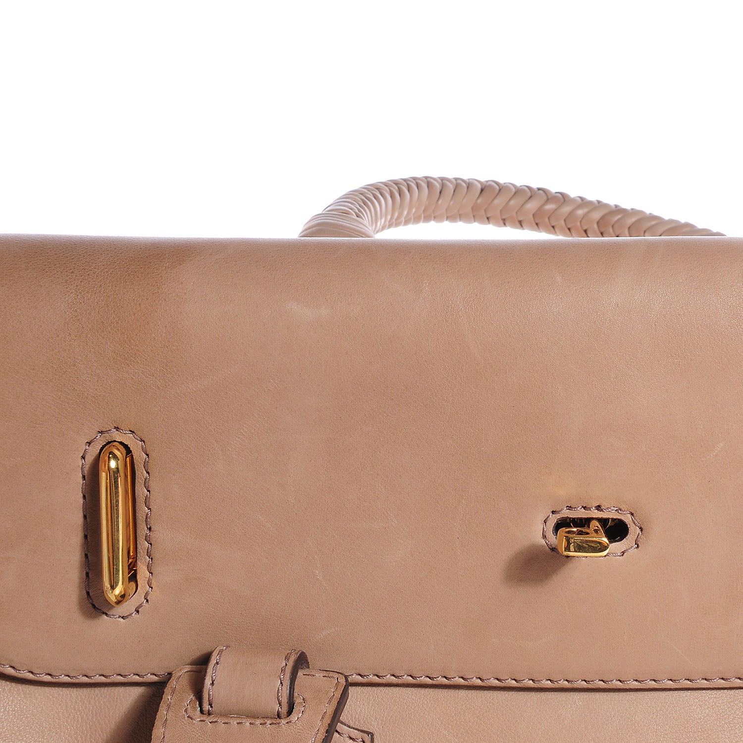 Gucci Leather Handmade Large Top Handle Bag Taupe 6 of 11