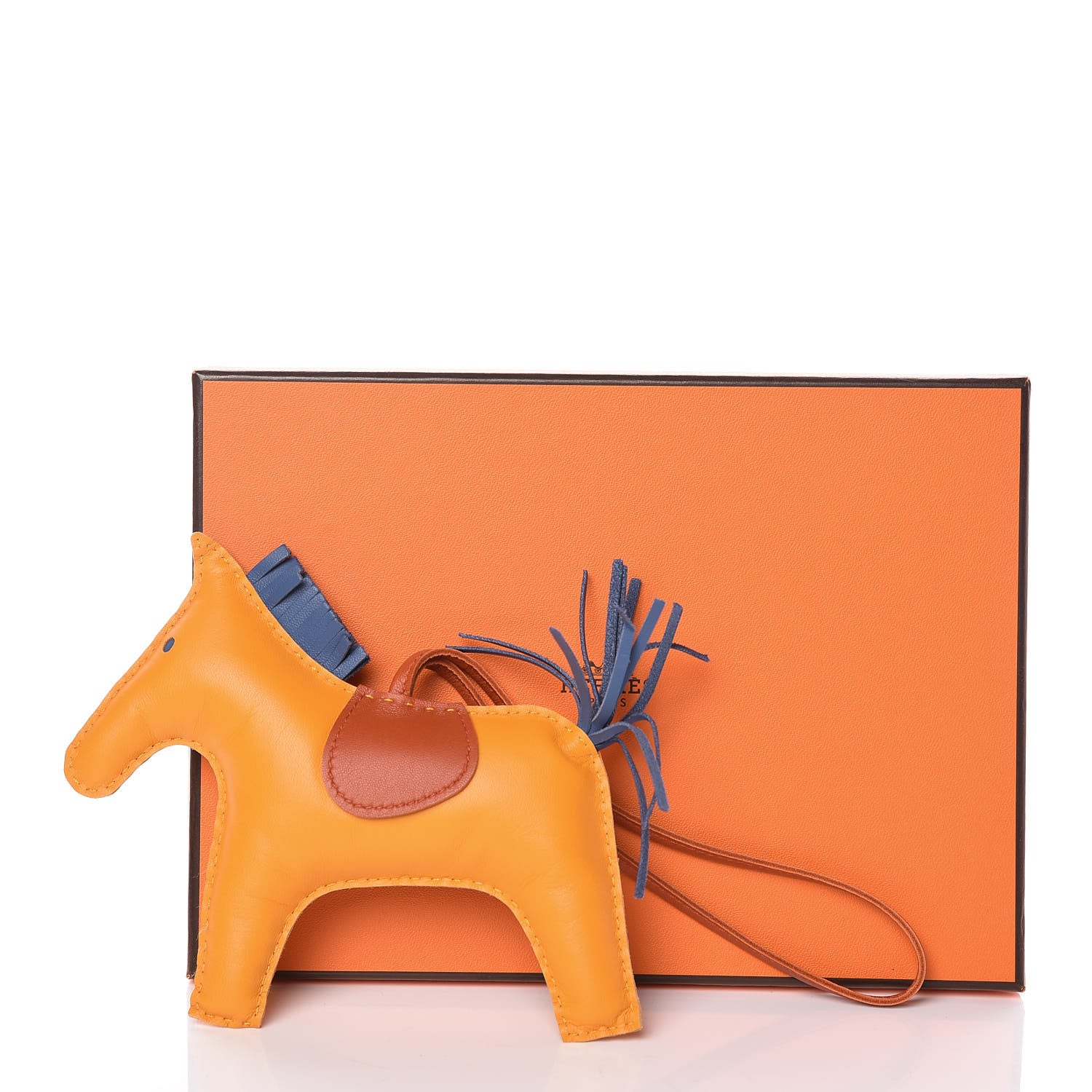 Hermes Milo Lambskin Grigri Rodeo Horse Bag Charm GM Jaune D'Or Bleu Agate Cornaline 4 of 4