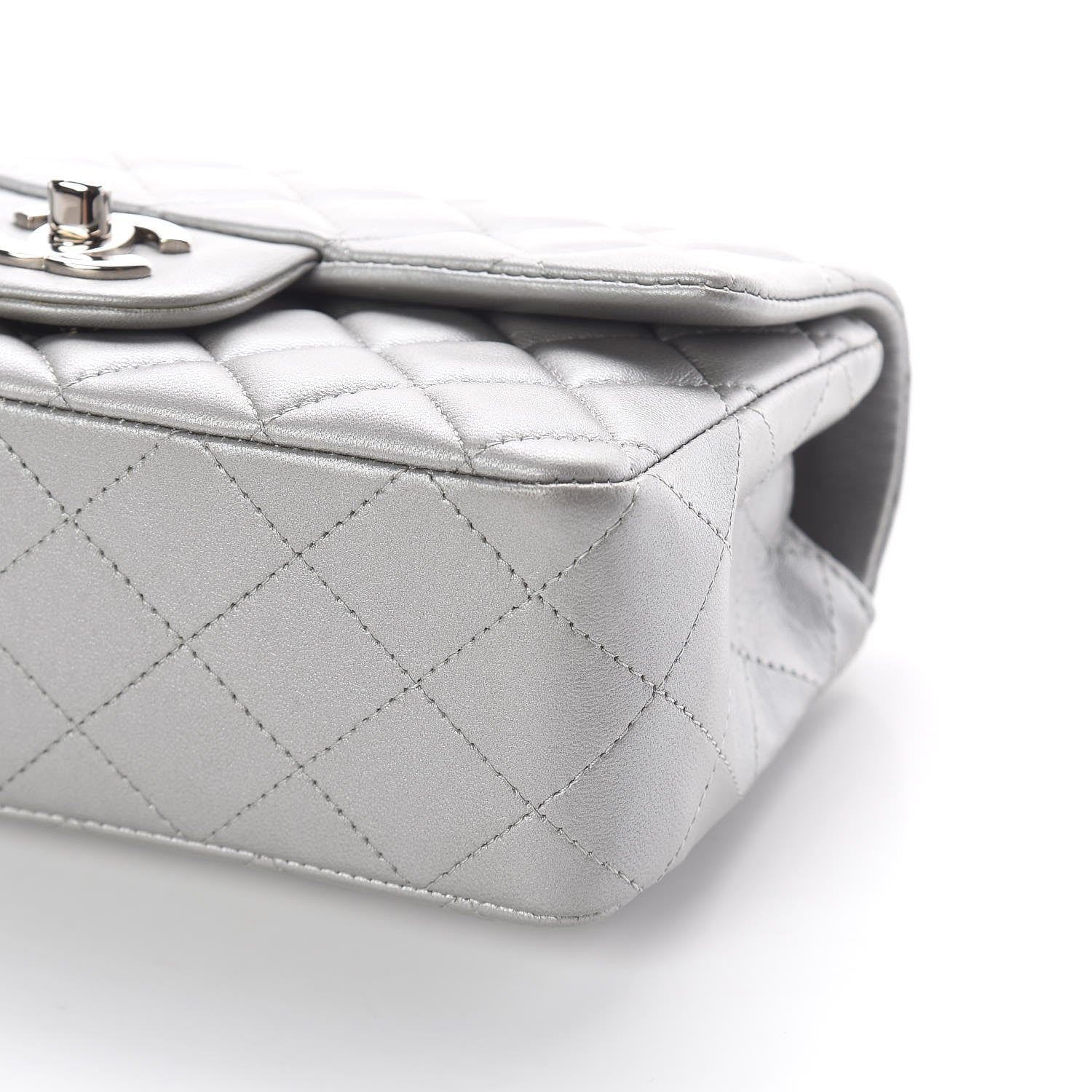 Chanel Metallic Lambskin Quilted Mini Rectangular Flap Silver 6 of 11