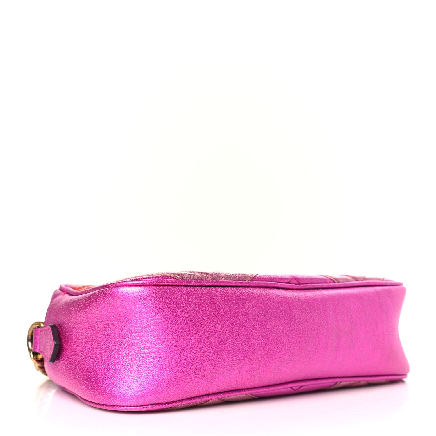 Gucci Laminated Nappa Matelasse Small GG Marmont Chain Shoulder Bag Fuxia Rosso Rosa 4 of 10