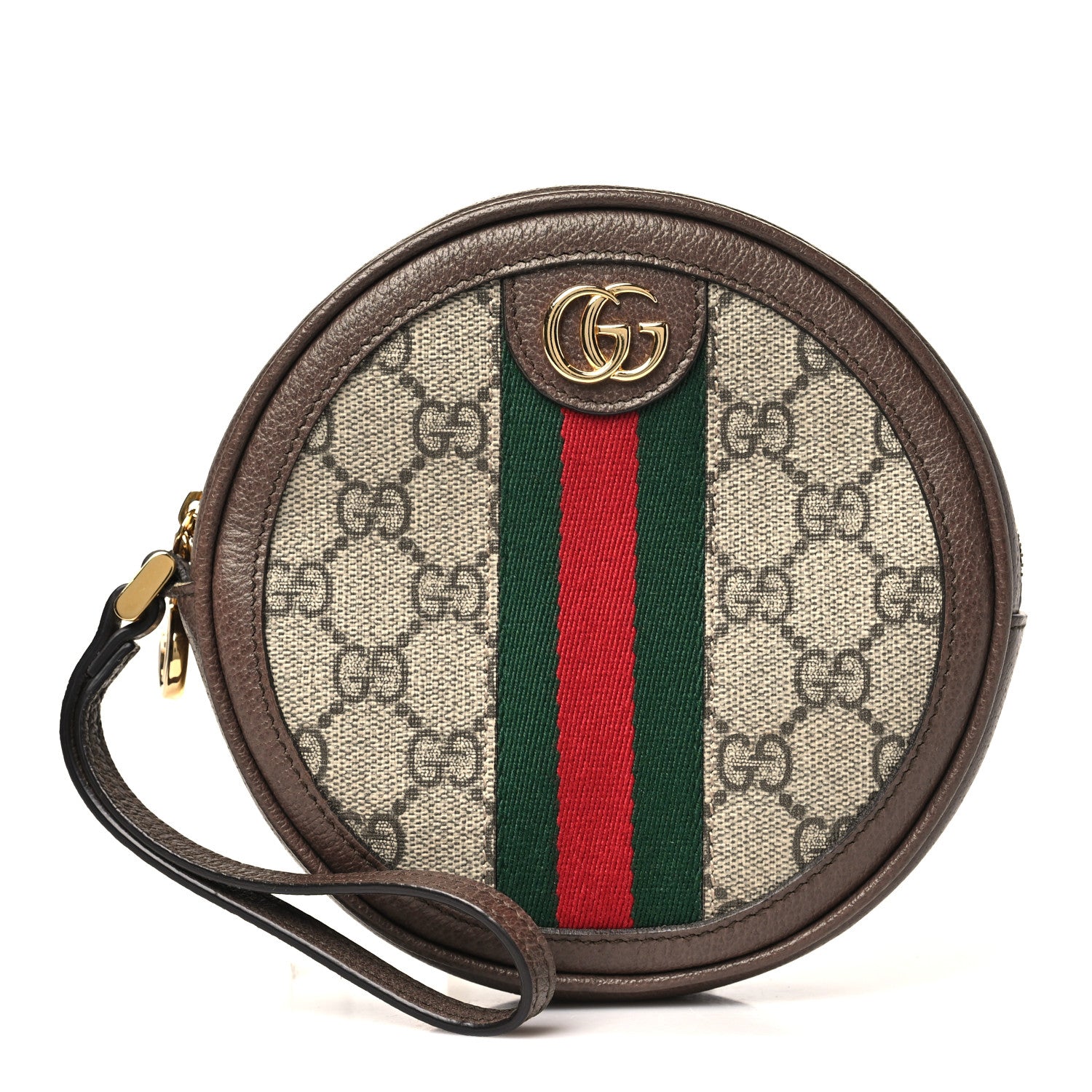 Gucci GG Supreme Monogram Web Ophidia Circle Wristlet Beige New Acero 1 of 11