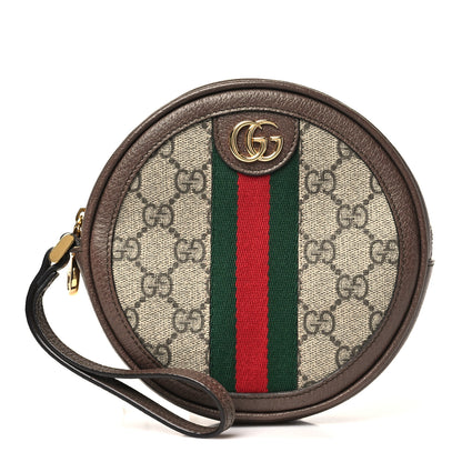Gucci GG Supreme Monogram Web Ophidia Circle Wristlet Beige New Acero 1 of 11