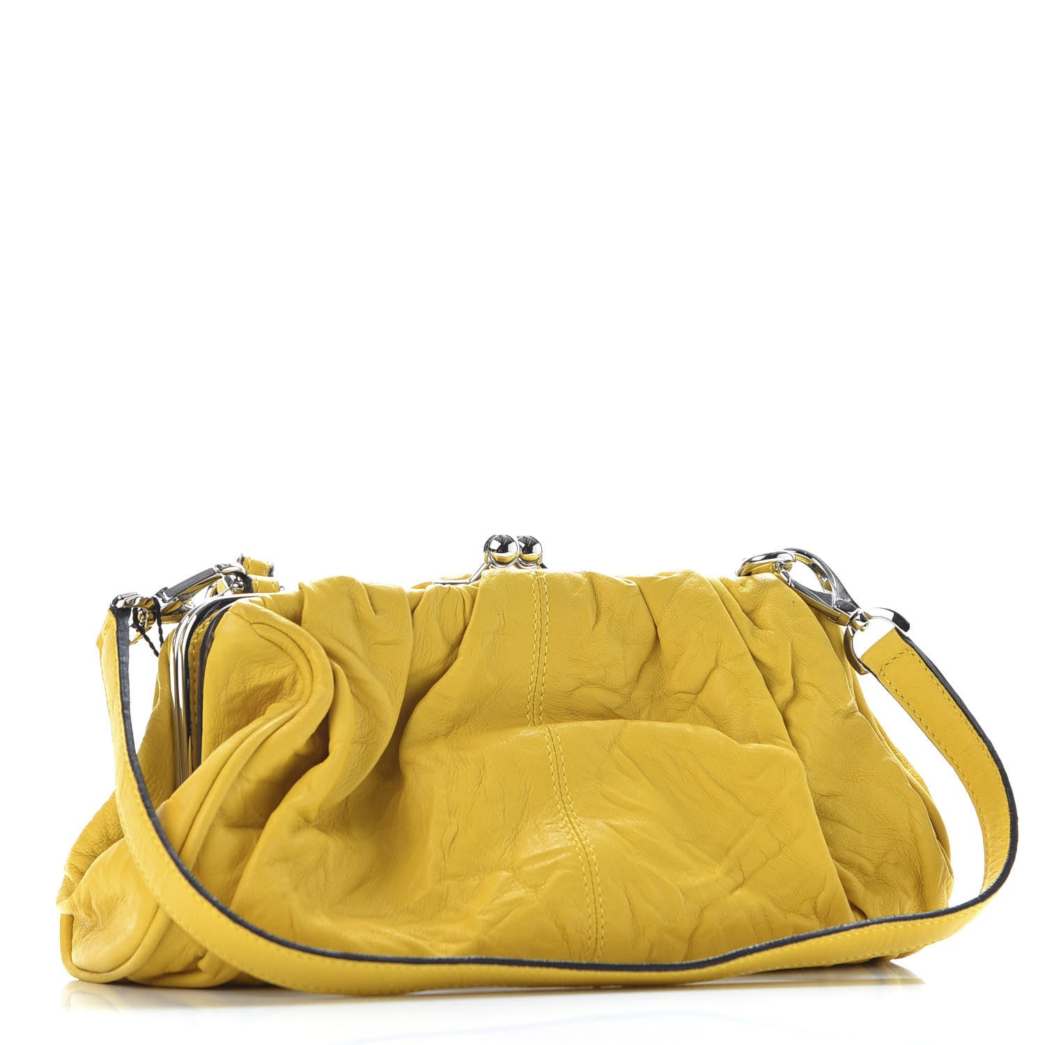 Dolce & Gabbana Calfskin Small Kiss Lock Frame Clutch Giallo 2 of 10