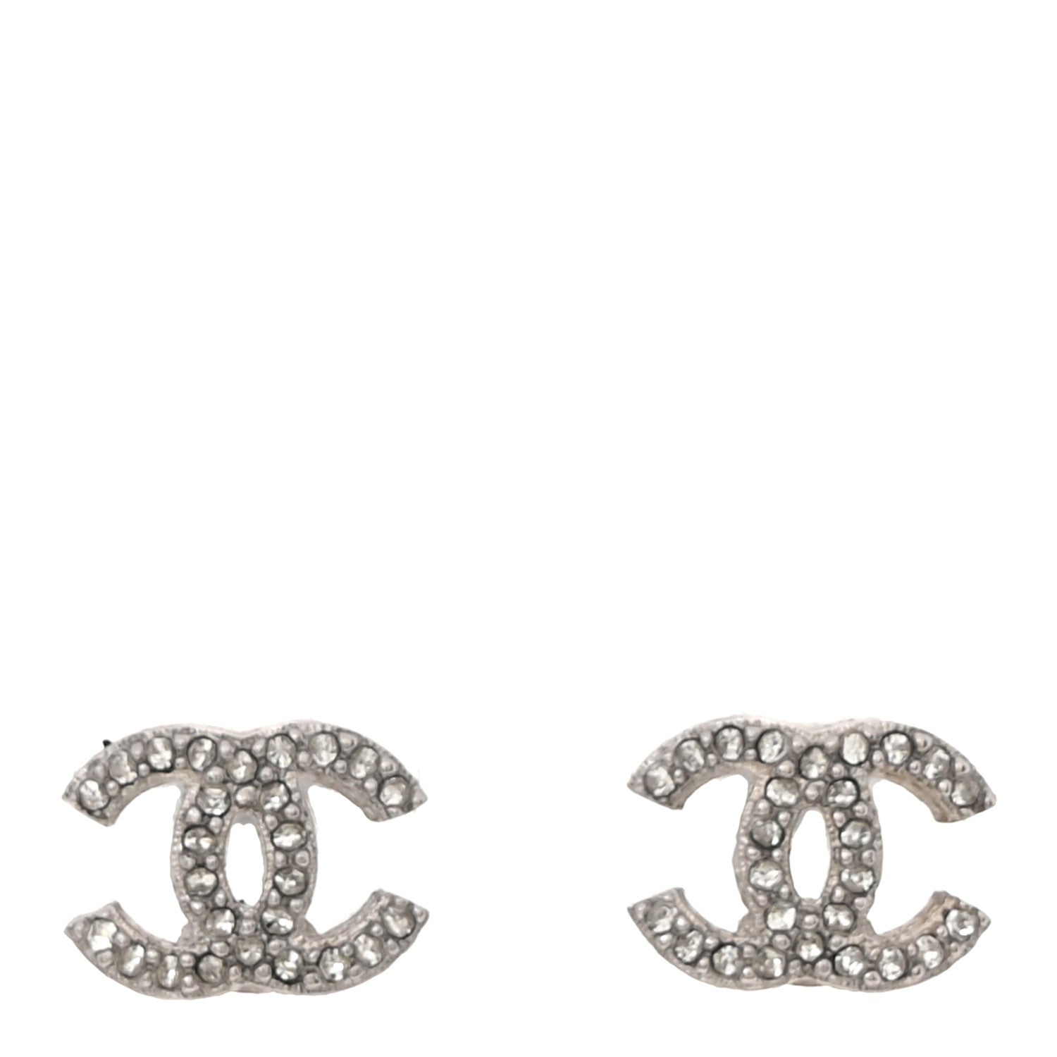 Chanel Crystal Mini Timeless CC Earrings Silver 1 of 5