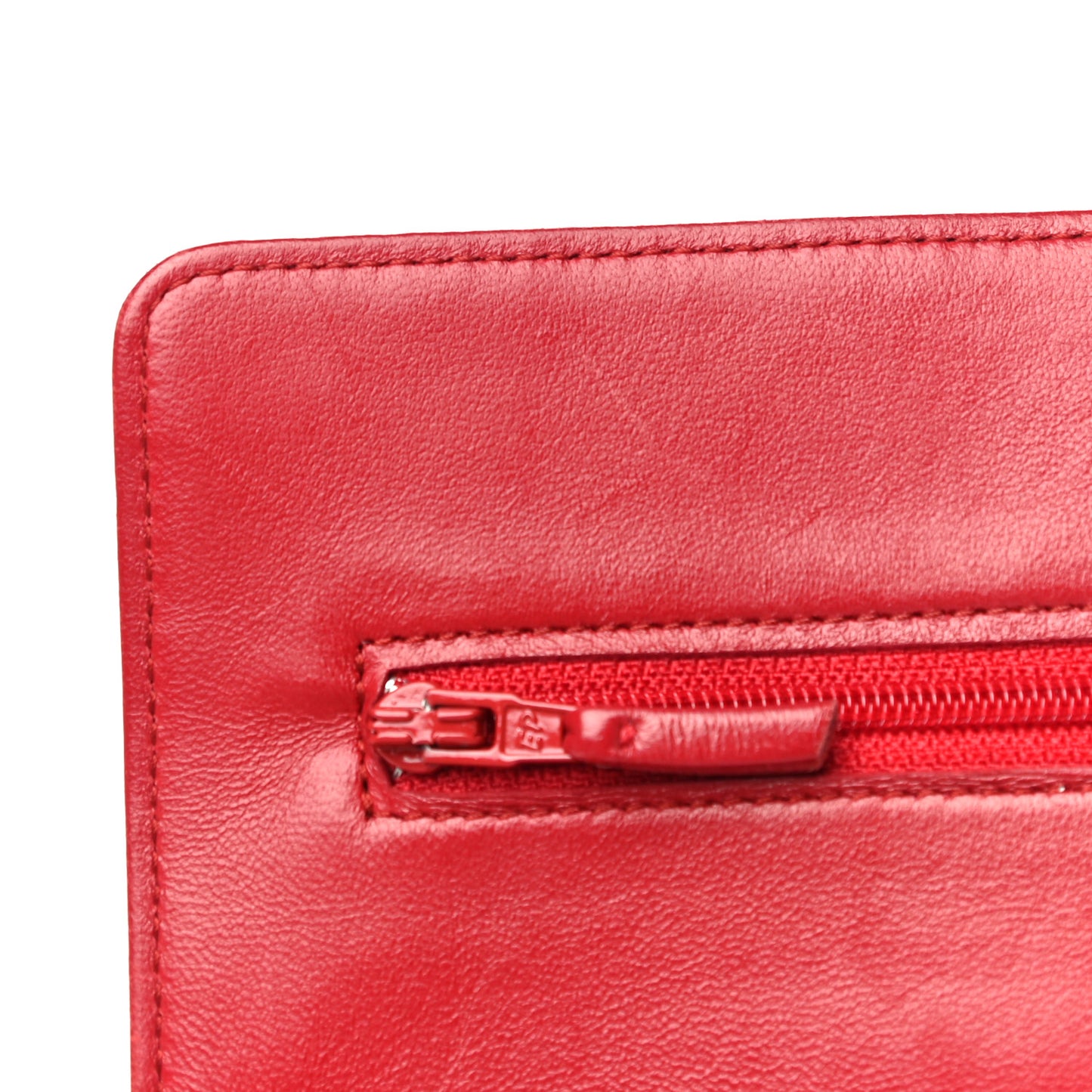Lambskin Quilted Wallet on Chain WOC Red