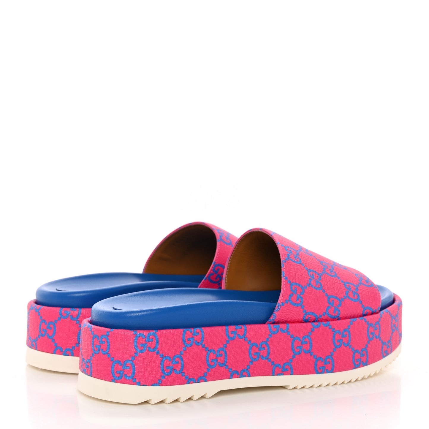 GG Supreme Joy Monogram Angelina Platform Slide Sandals 37 Fuxia Blue