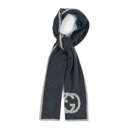 Gucci Cashmere Interlocking GG Reversible Scarf Grey 1 of 4
